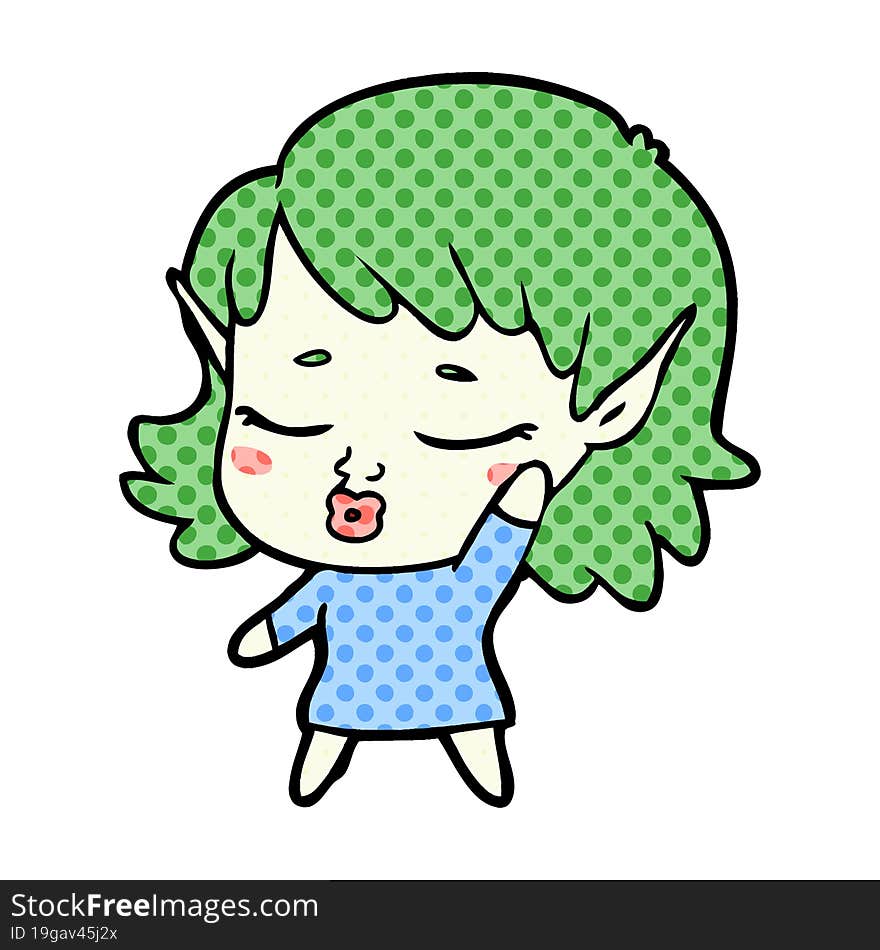 pretty cartoon elf girl. pretty cartoon elf girl