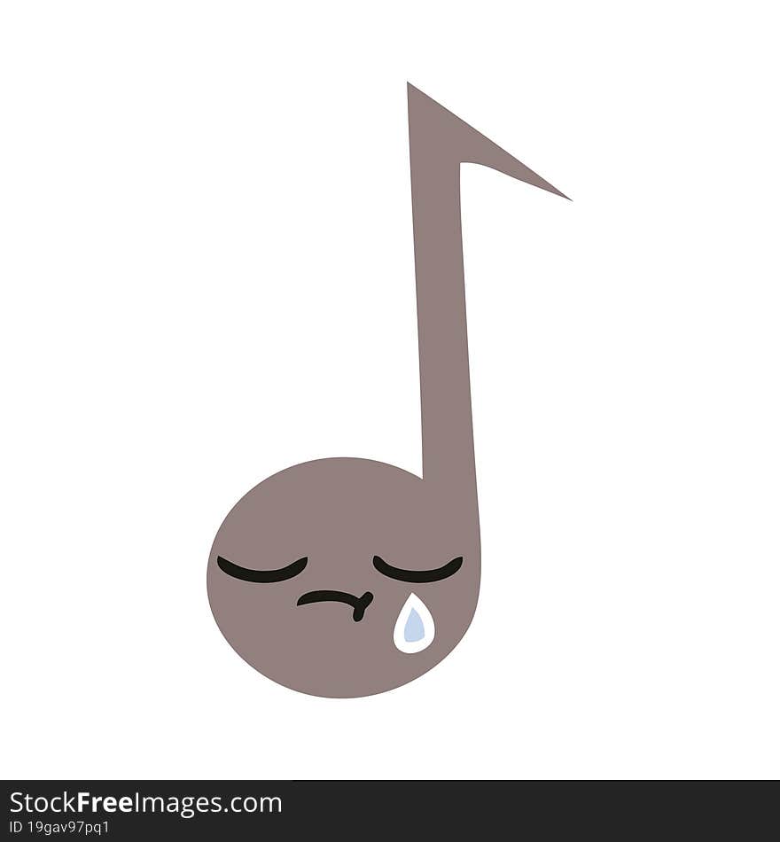 flat color retro cartoon musical note