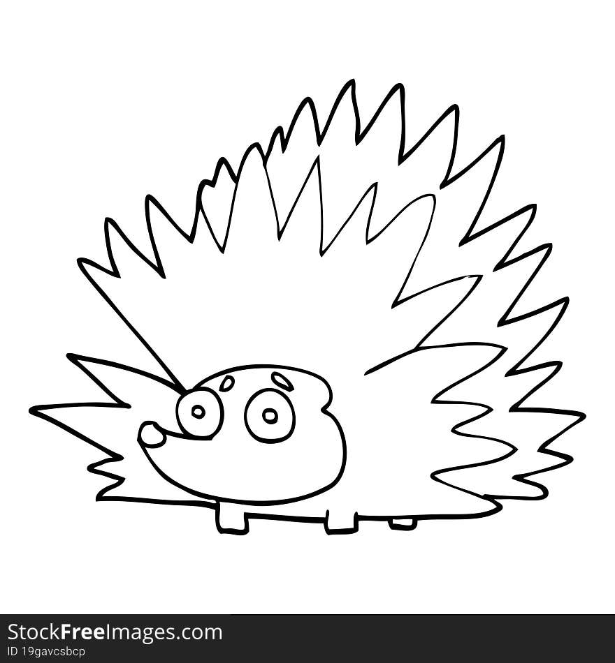 line drawing cartoon spiky hedgehog