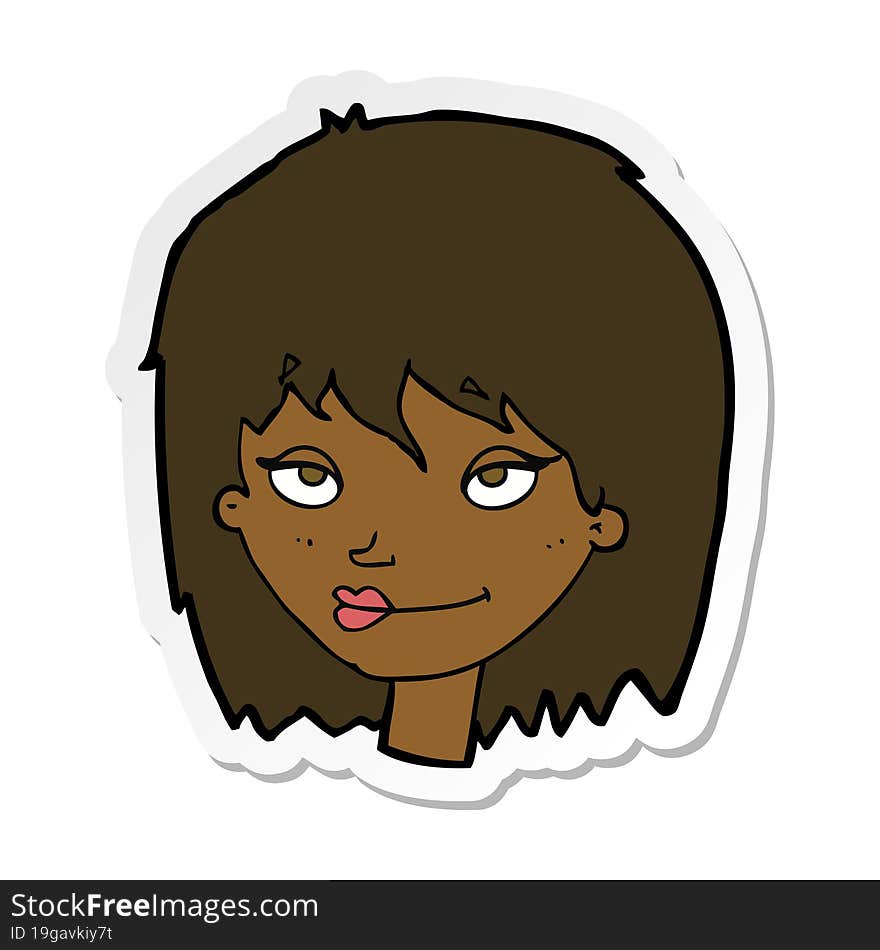 Sticker Of A Cartoon Smiling Woman