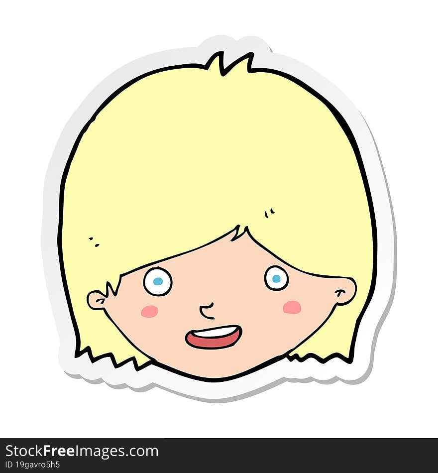 Sticker Of A Cartoon Happy Female Face