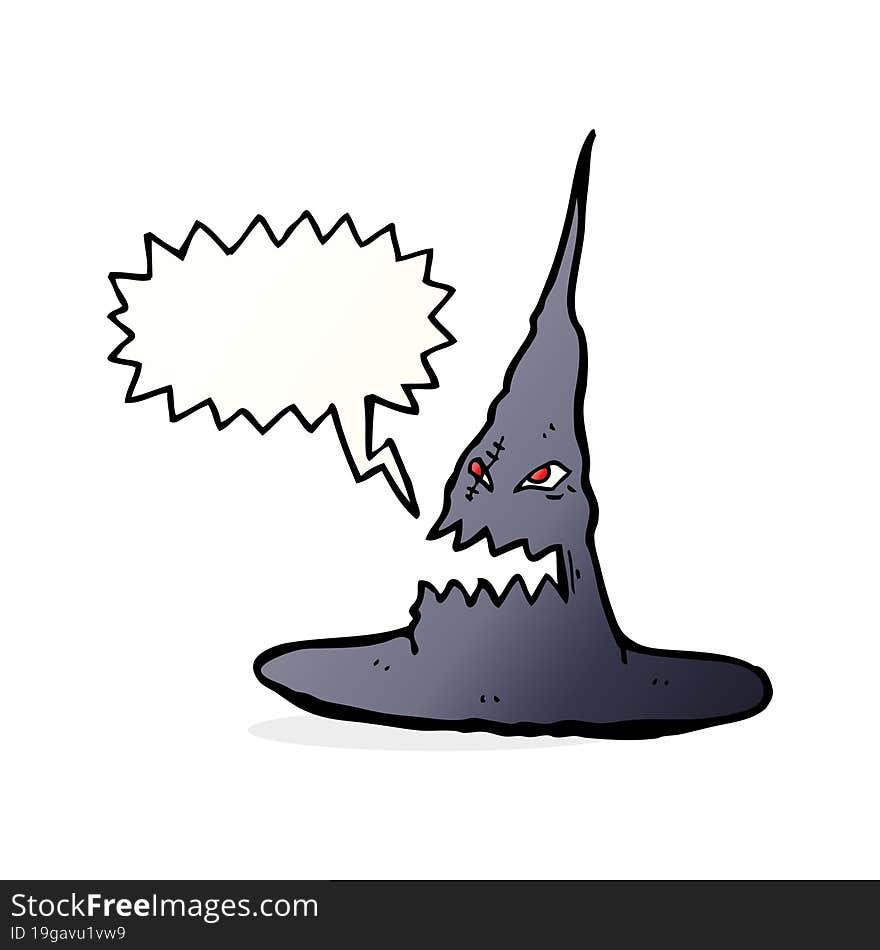 Cartoon Spooky Witches Hat With Speech Bubble