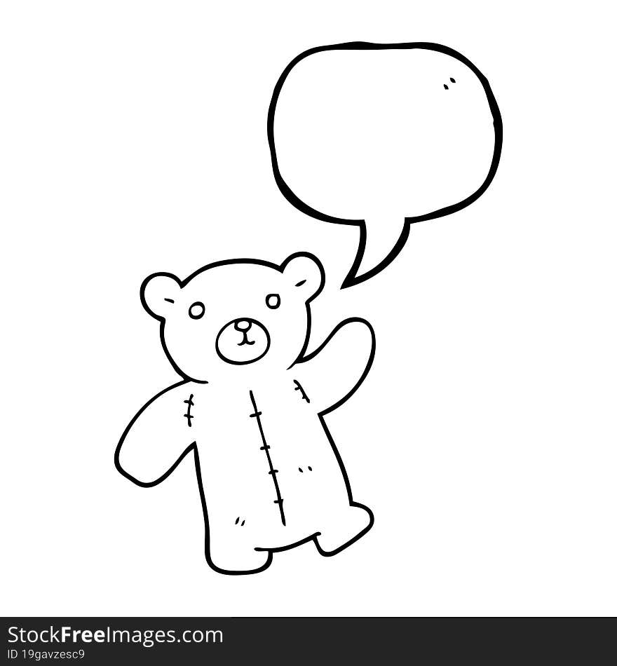 freehand drawn speech bubble cartoon teddy bear