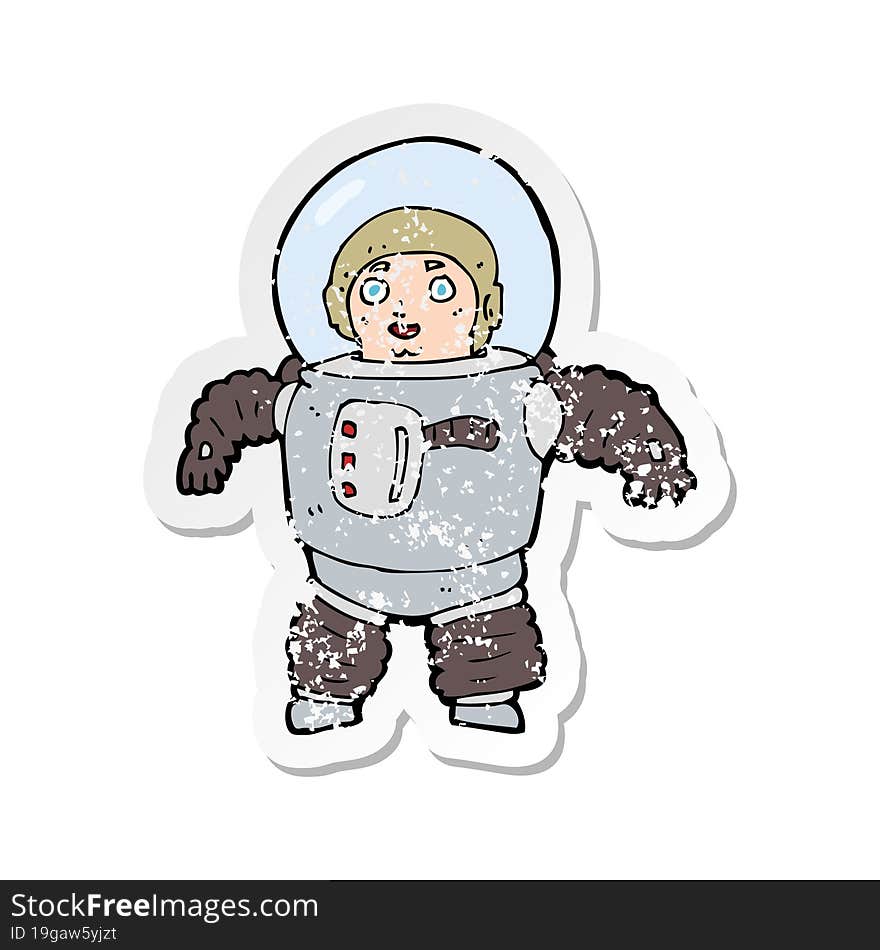 retro distressed sticker of a cartoon space man