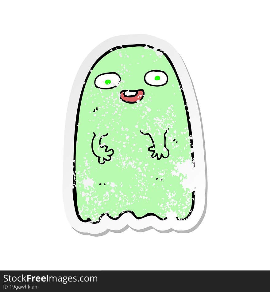 retro distressed sticker of a funny cartoon ghost