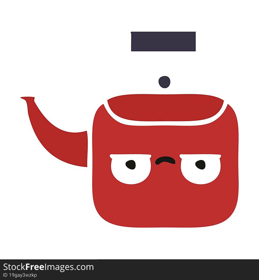 flat color retro cartoon of a kettle