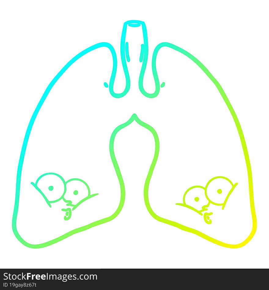 cold gradient line drawing cartoon lungs