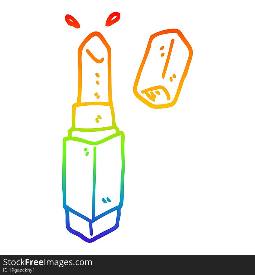 rainbow gradient line drawing of a cartoon lipstick