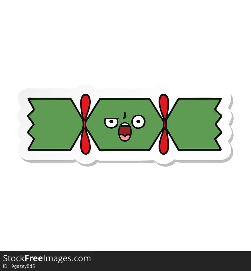 sticker of a cute cartoon christmas cracker