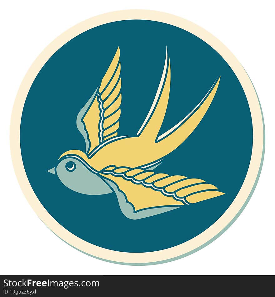 Tattoo Style Sticker Of A Swallow