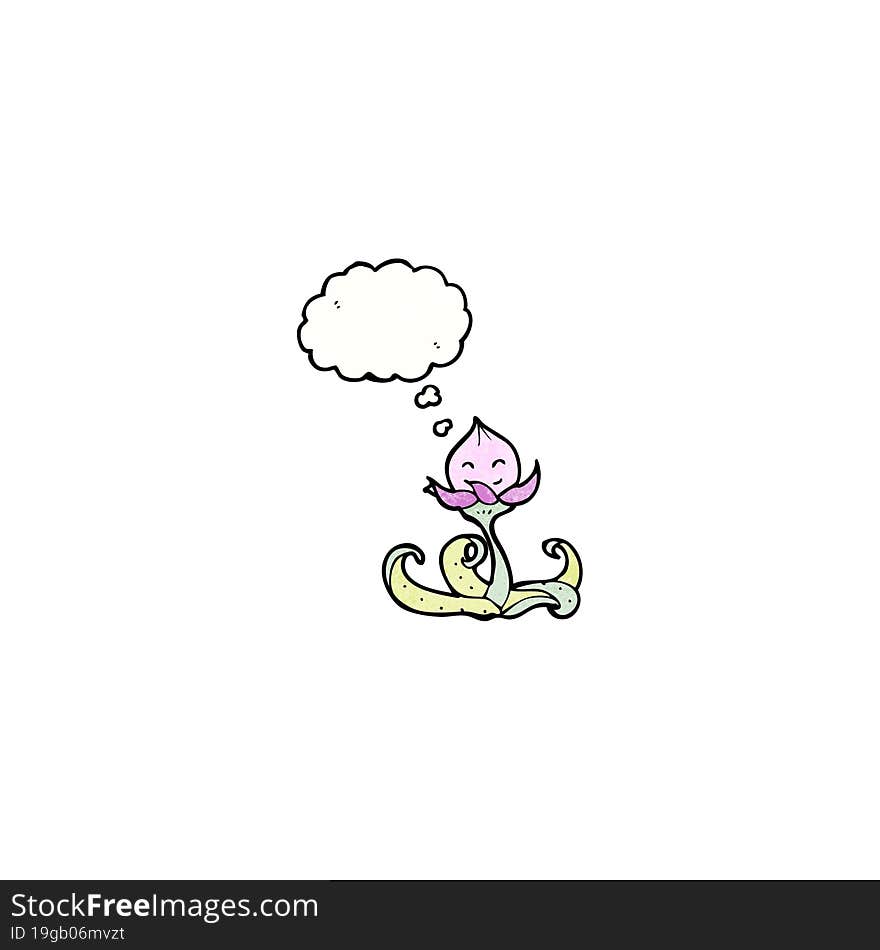 cartoon flower with thought bubble