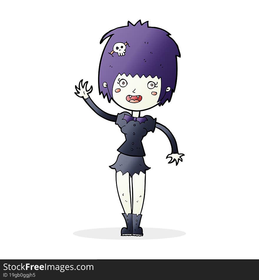 cartoon waving vampire girl