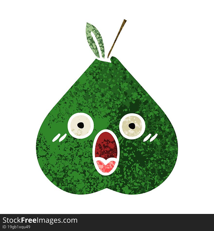 Retro Illustration Style Cartoon Pear