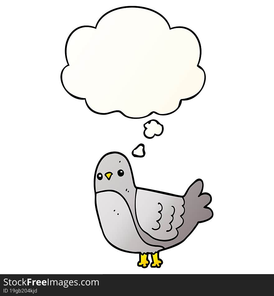 cartoon bird with thought bubble in smooth gradient style