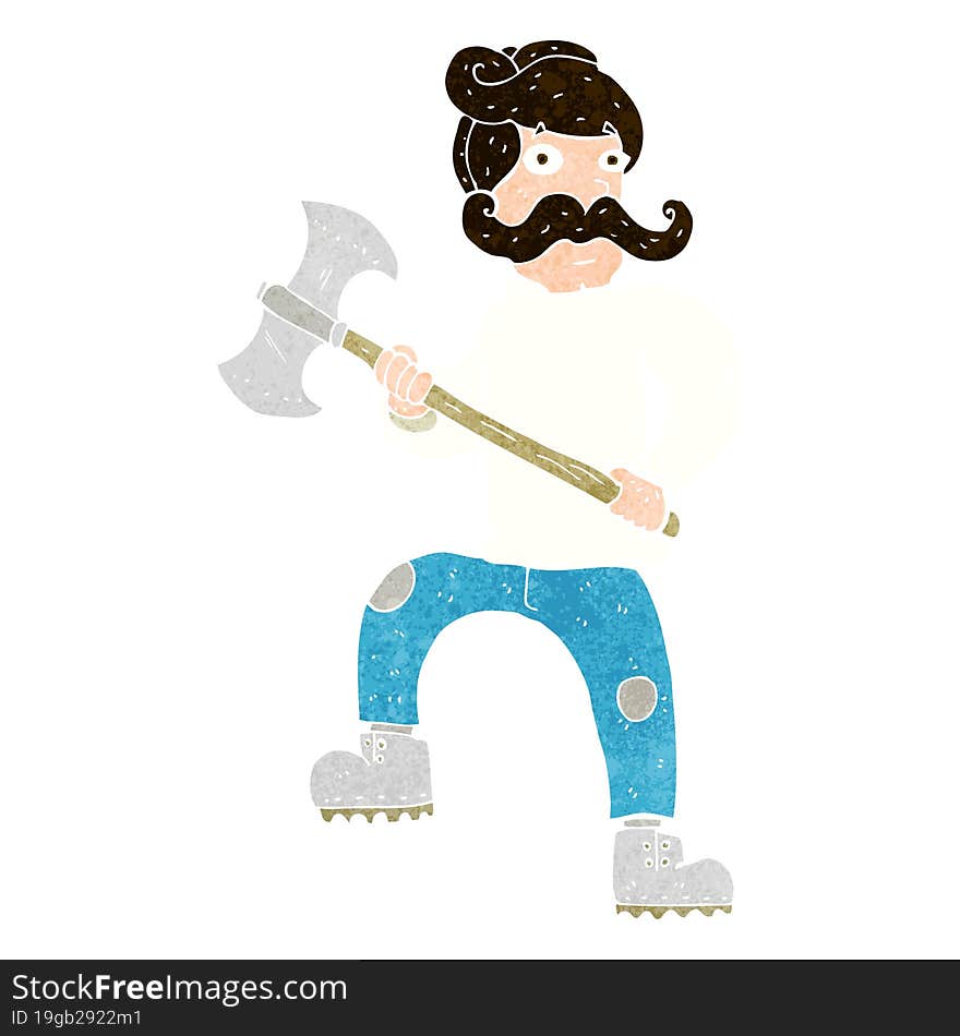 Cartoon Man With Axe