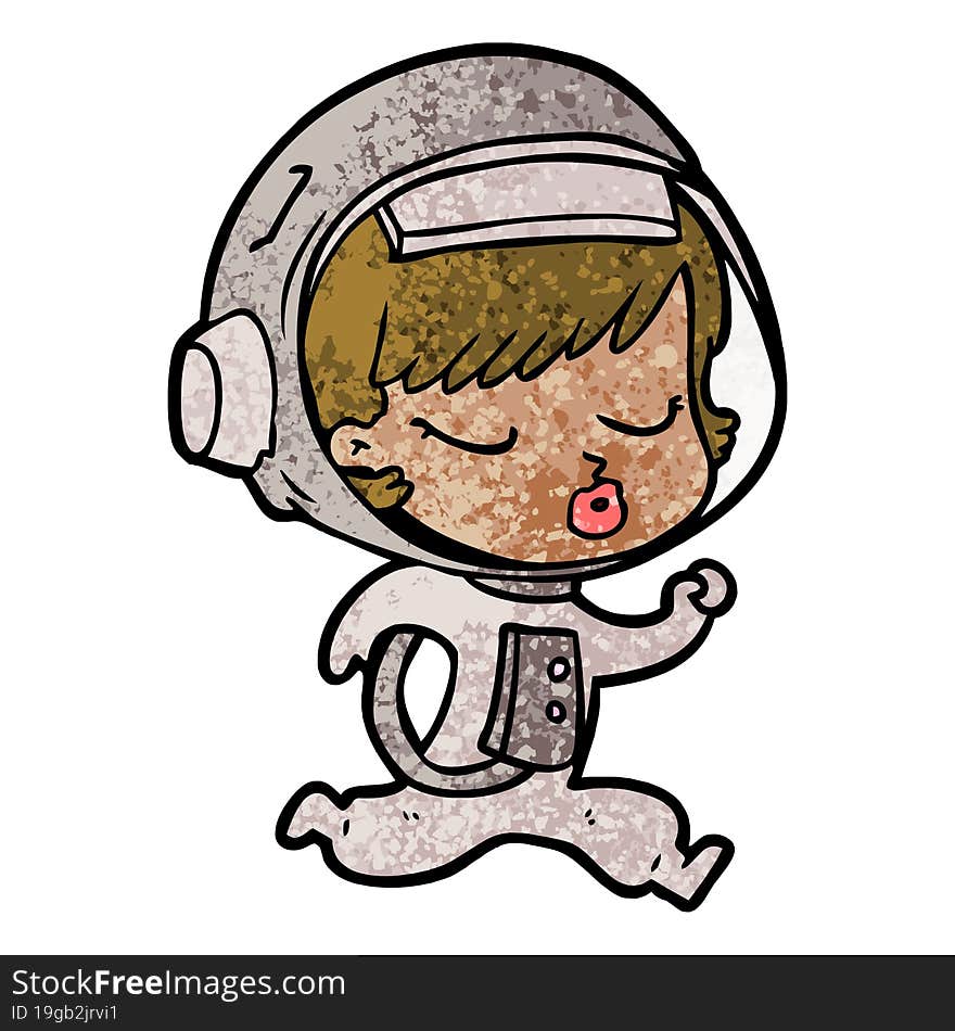 cartoon pretty astronaut girl running. cartoon pretty astronaut girl running