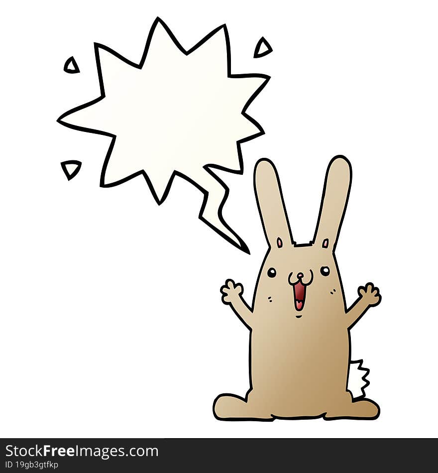 cartoon rabbit with speech bubble in smooth gradient style