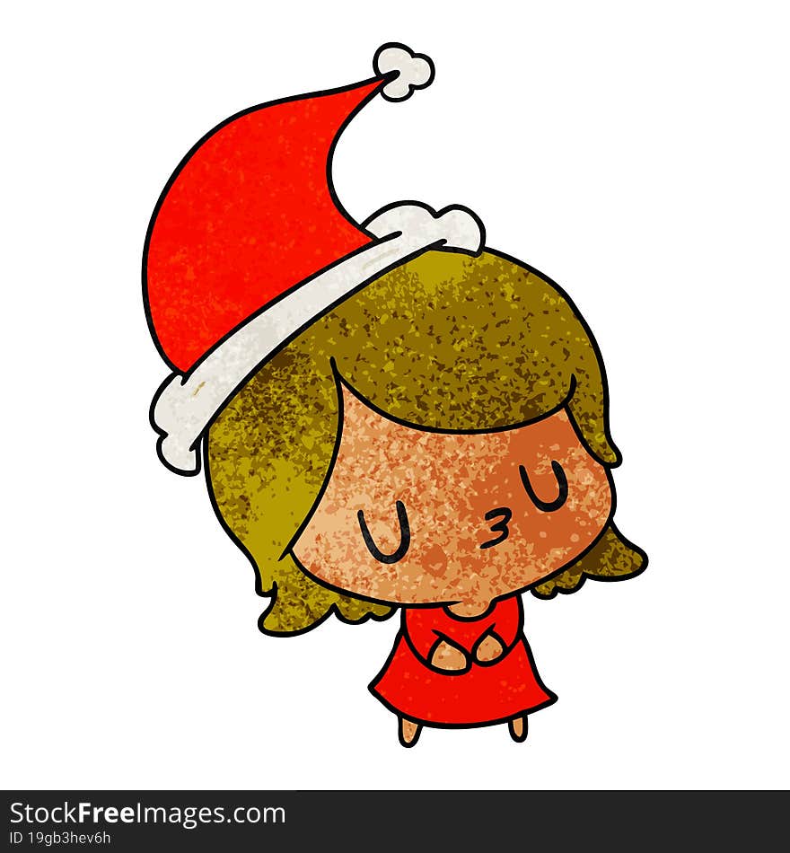 Christmas Textured Cartoon Of Kawaii Girl