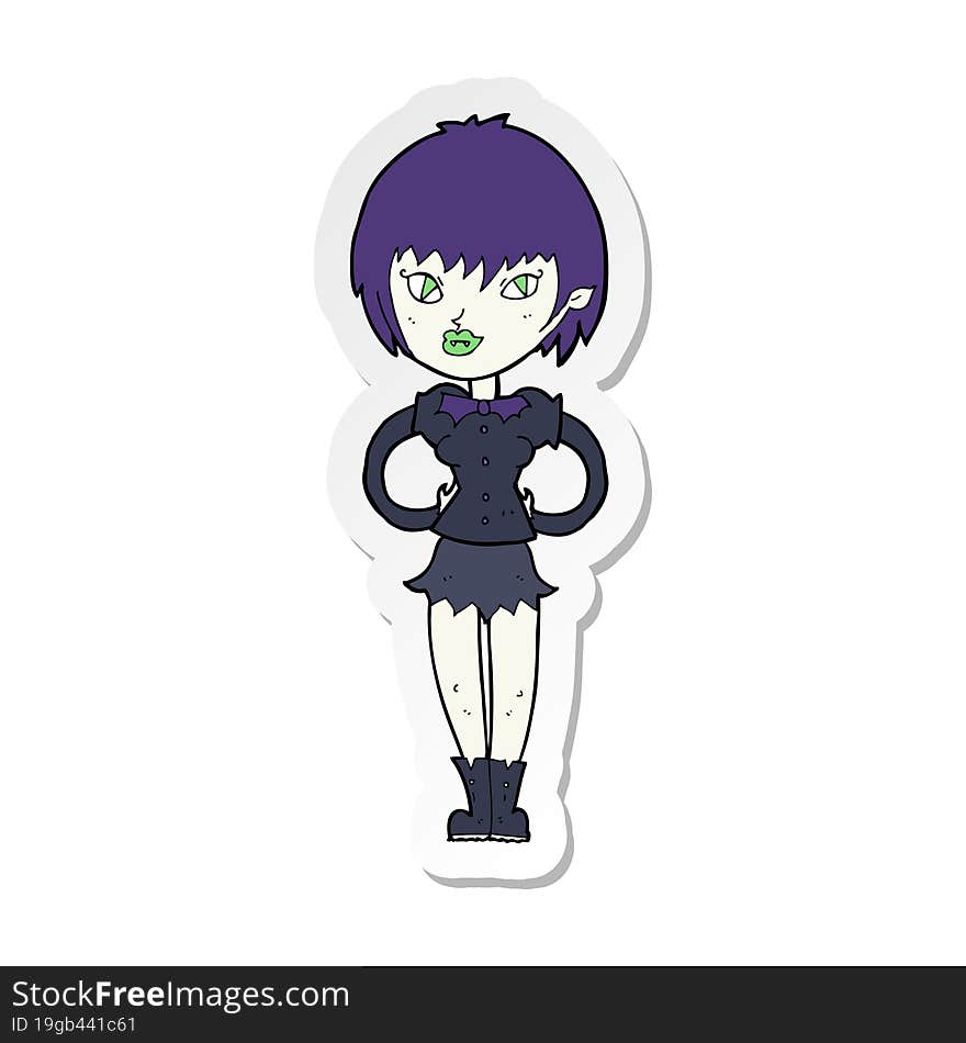 Sticker Of A Cartoon Pretty Vampire Girl