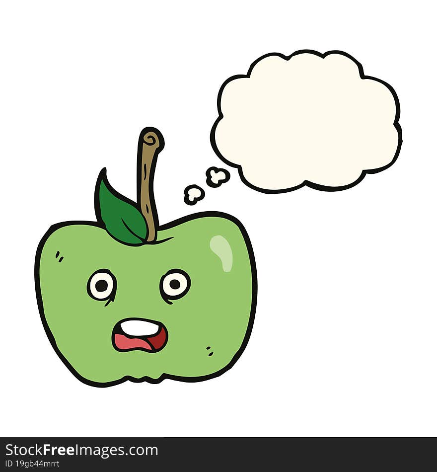 cartoon apple with thought bubble