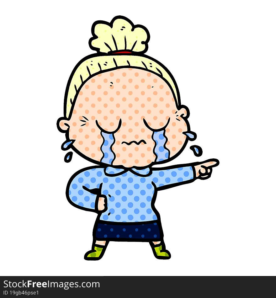 cartoon crying old lady. cartoon crying old lady