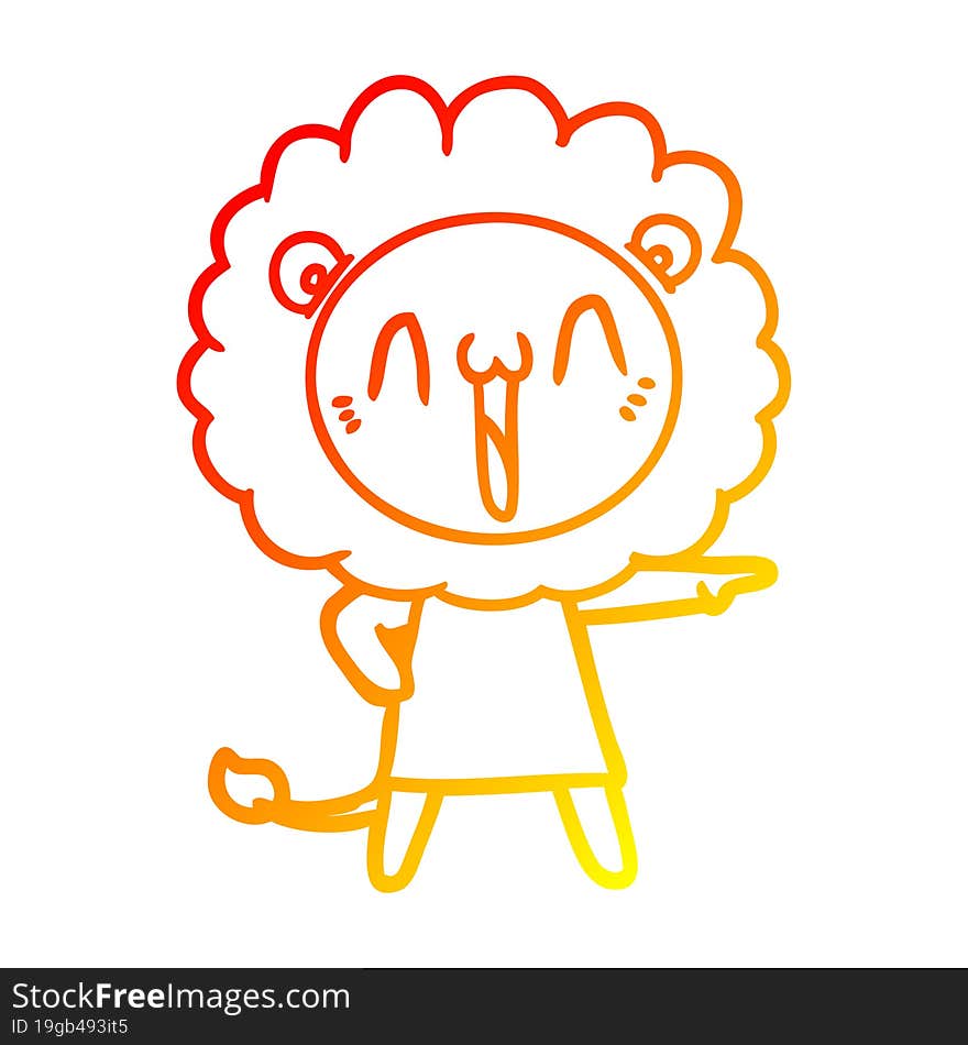 warm gradient line drawing happy cartoon lion