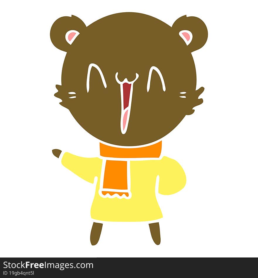 happy bear flat color style cartoon