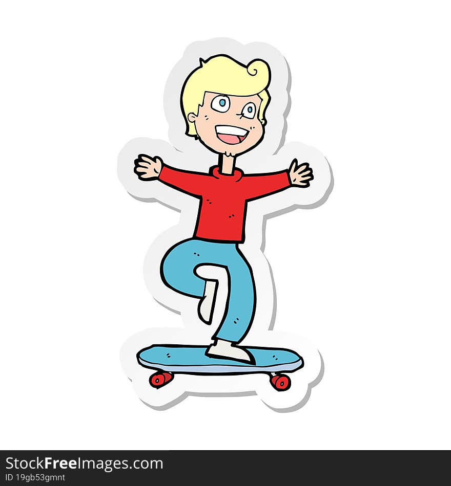 sticker of a cartoon skater boy