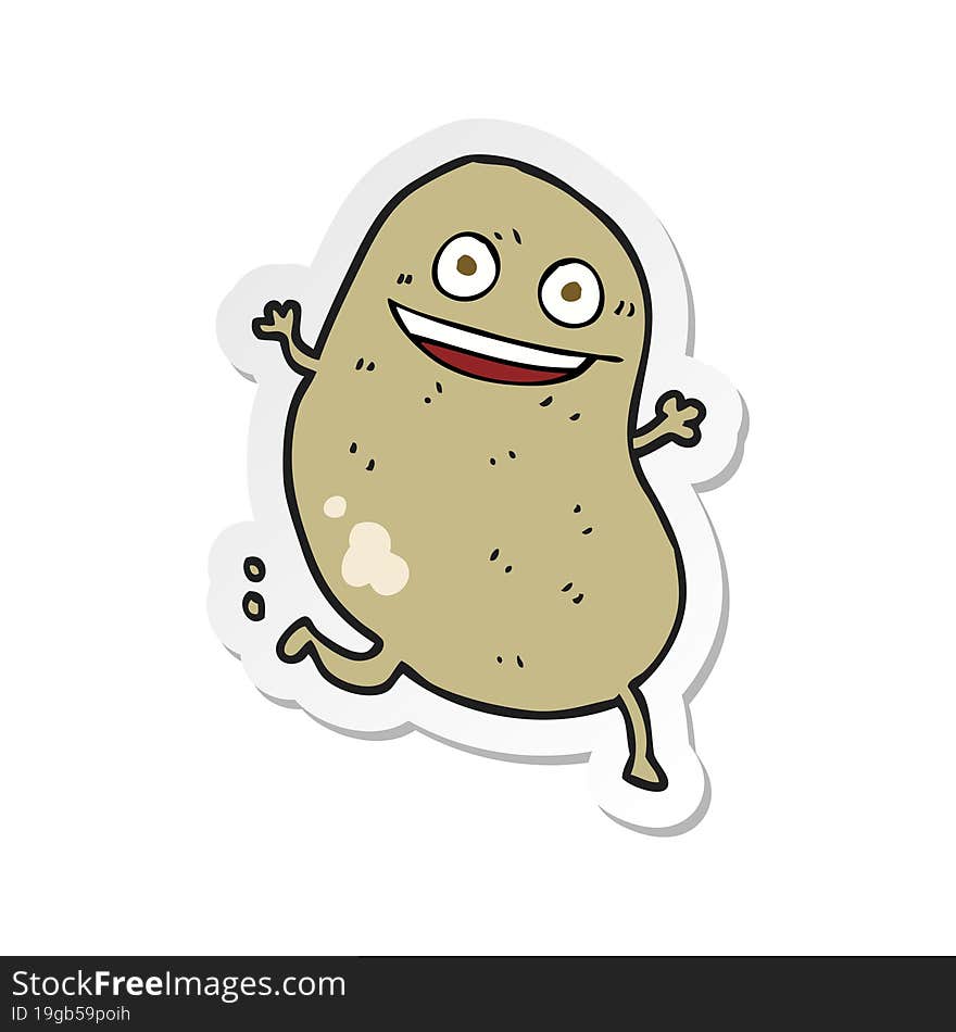 sticker of a cartoon potato running