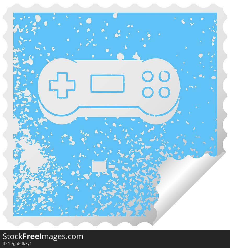 distressed square peeling sticker symbol game controller