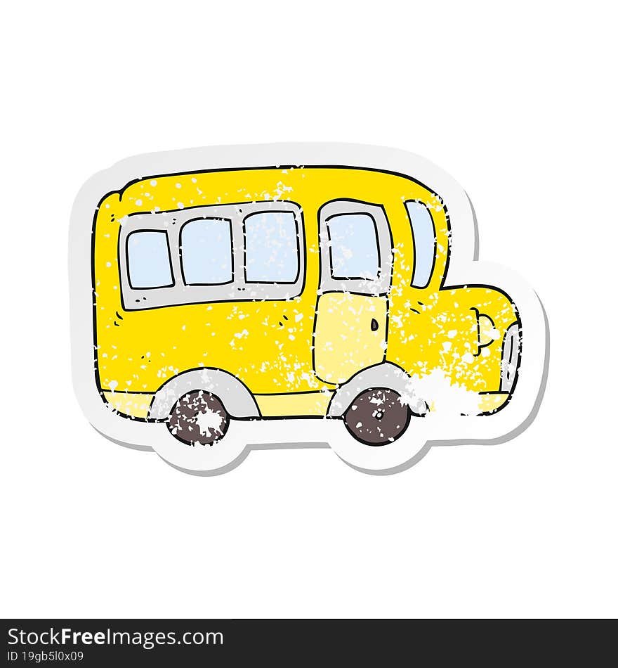 retro distressed sticker of a cartoon yellow school bus