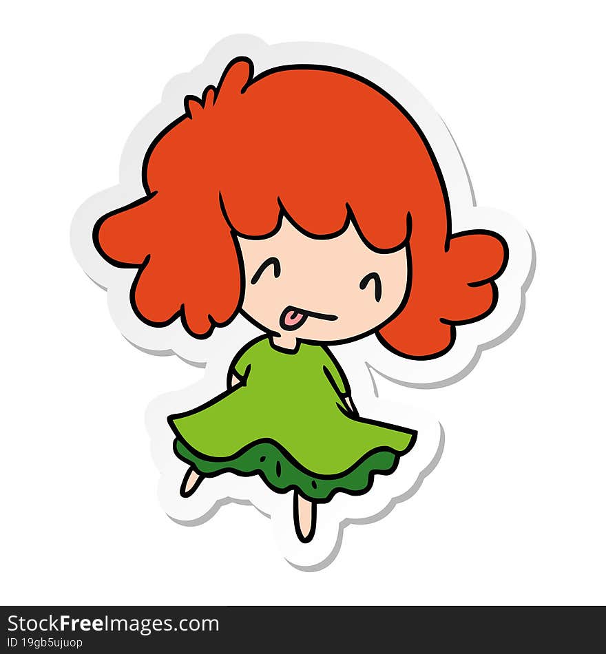 Sticker Cartoon Of A Cute Kawaii Girl