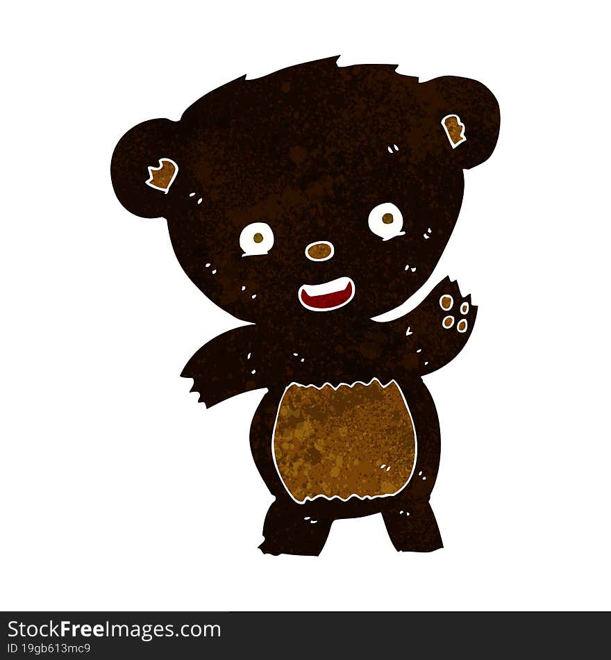 cartoon waving black bear