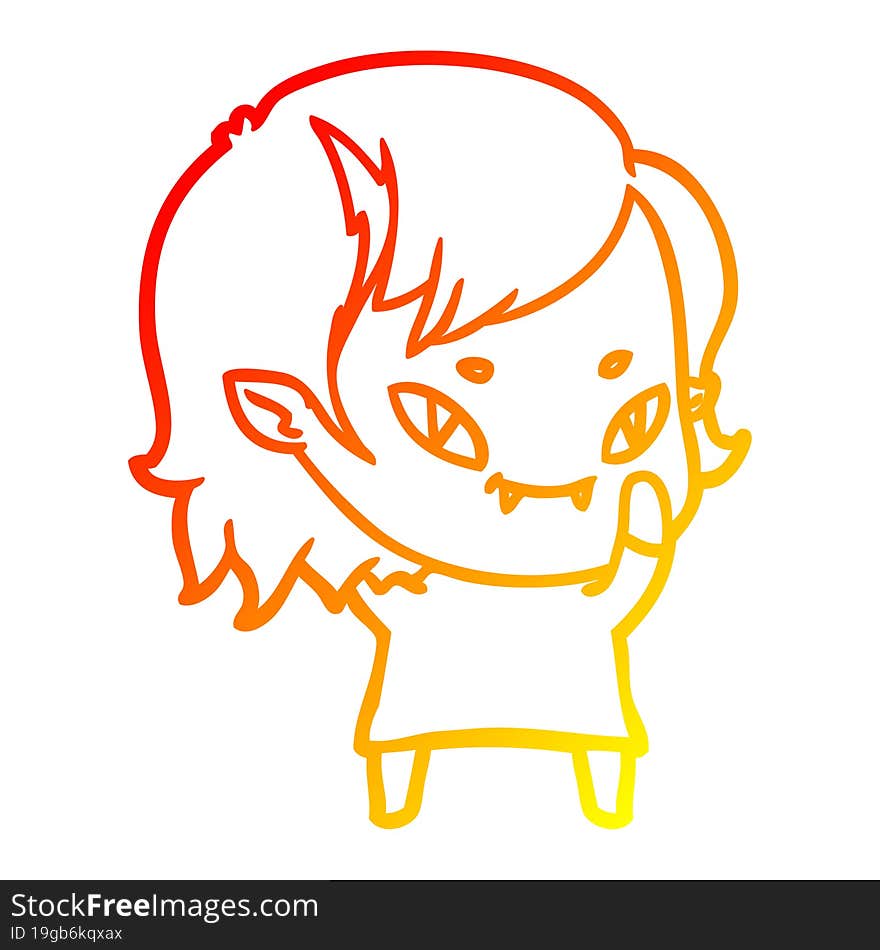 warm gradient line drawing cartoon friendly vampire girl