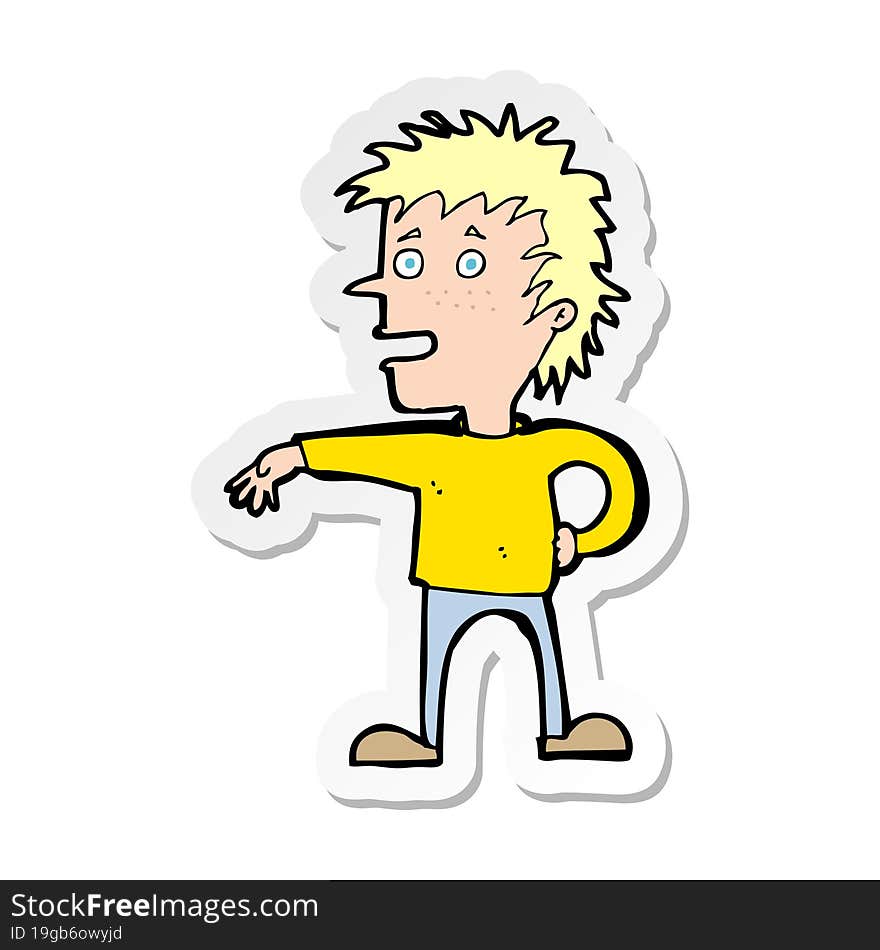 sticker of a cartoon man making dismissive gesture