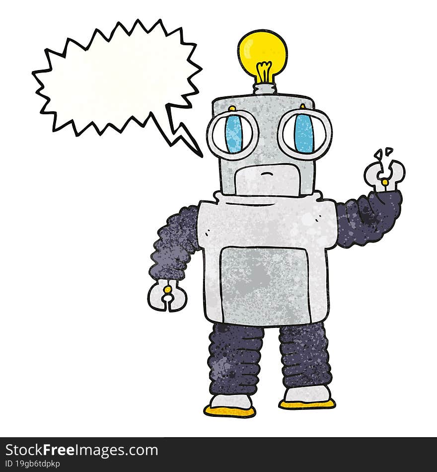 speech bubble textured cartoon robot