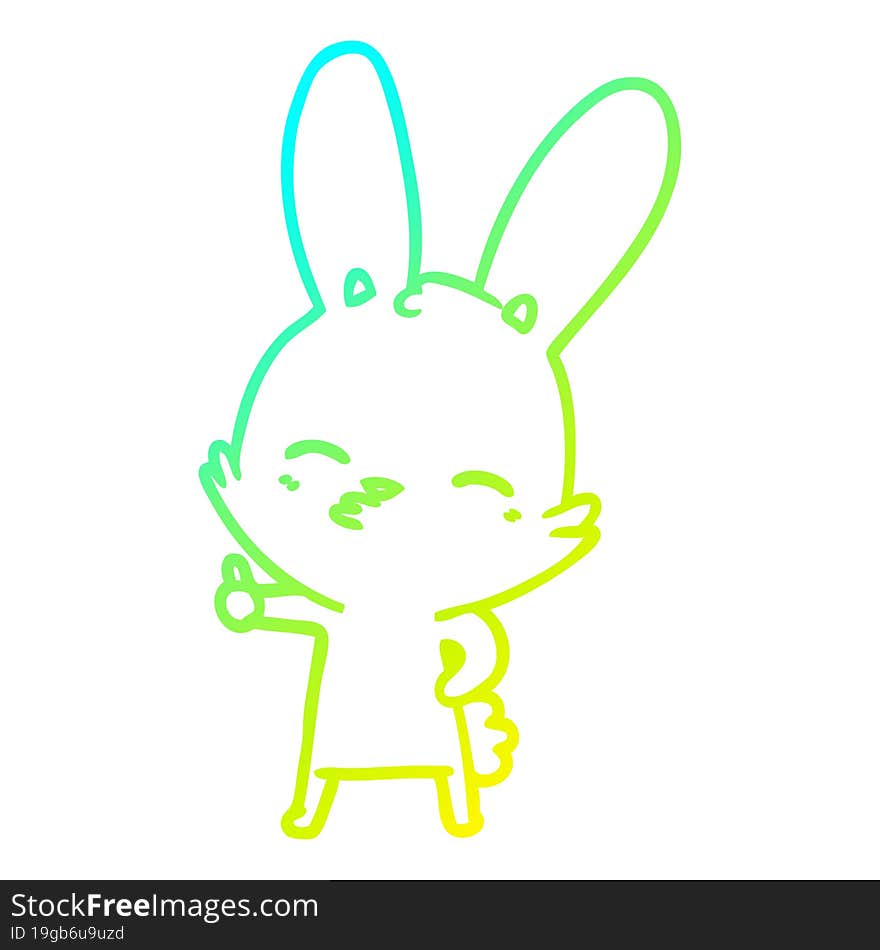 cold gradient line drawing curious bunny cartoon