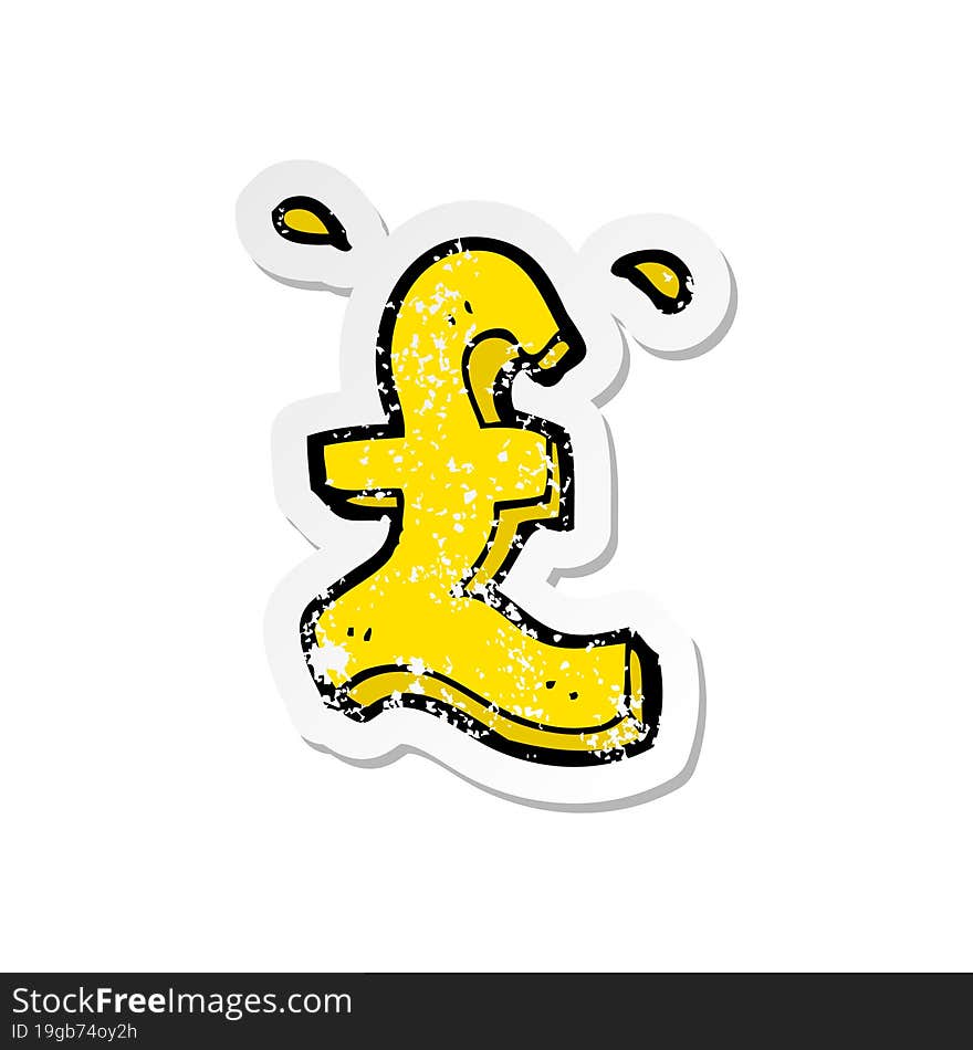 retro distressed sticker of a cartoon pound symbol