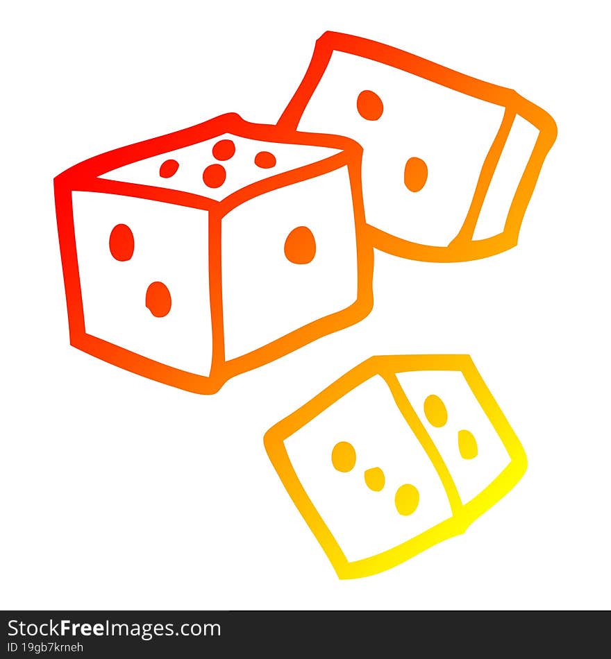 warm gradient line drawing cartoon dice