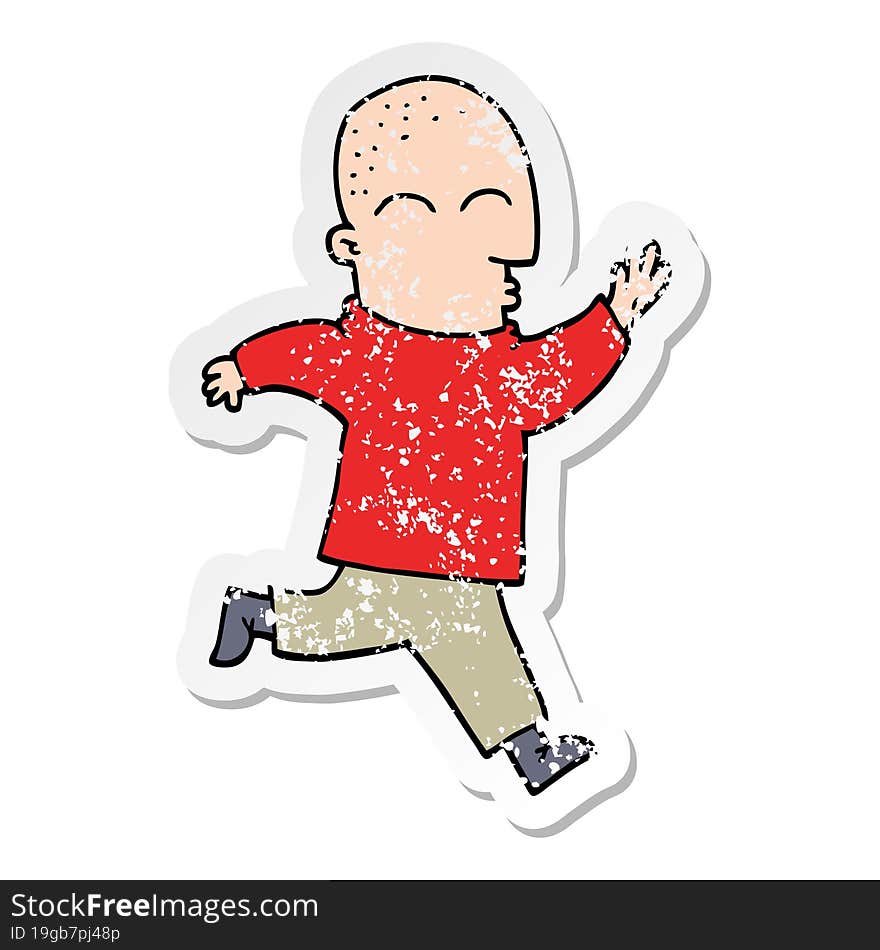 distressed sticker of a cartoon man running