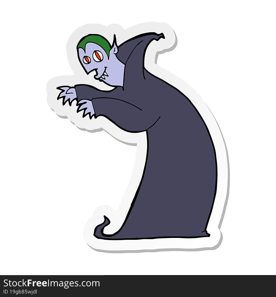 sticker of a cartoon spooky vampire