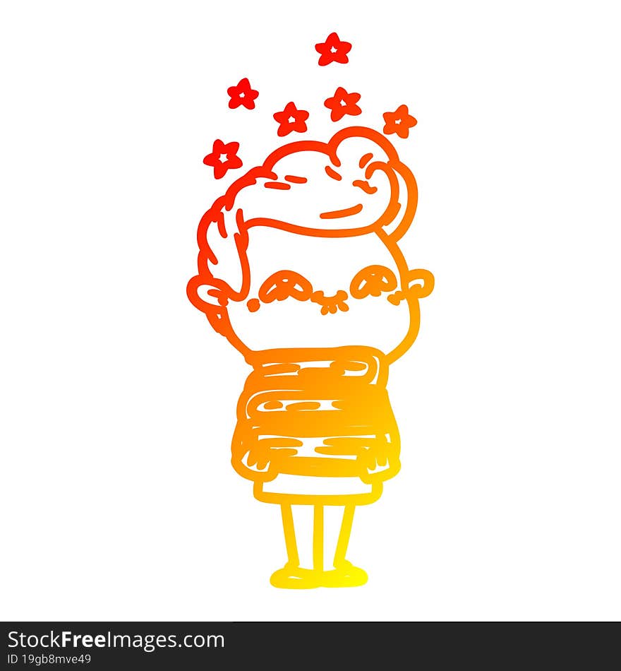 warm gradient line drawing cartoon excited man