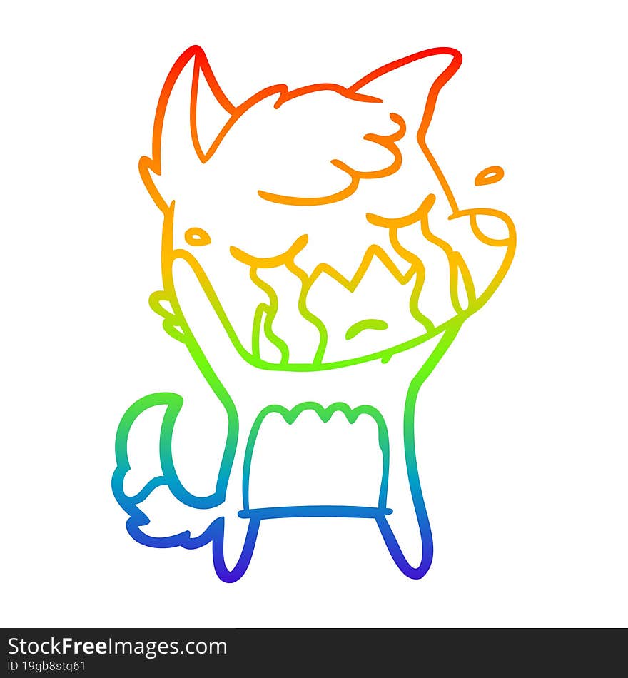 rainbow gradient line drawing crying fox cartoon