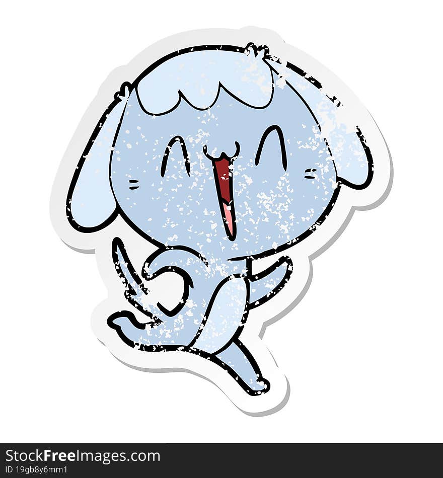 distressed sticker of a cute cartoon dog