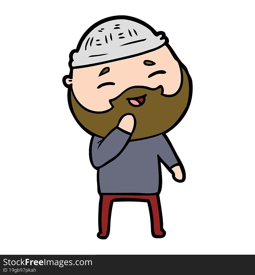 cartoon happy bearded man. cartoon happy bearded man