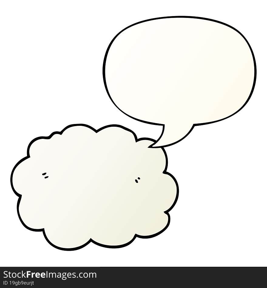 cartoon cloud and speech bubble in smooth gradient style