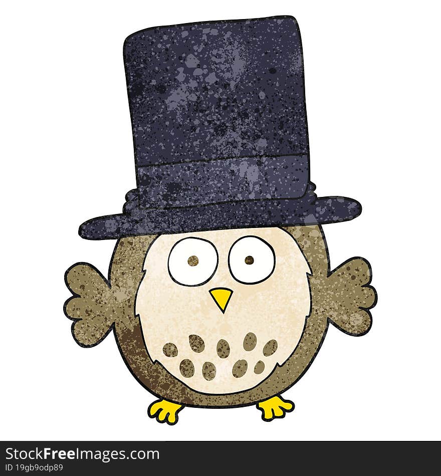 textured cartoon owl wearing top hat