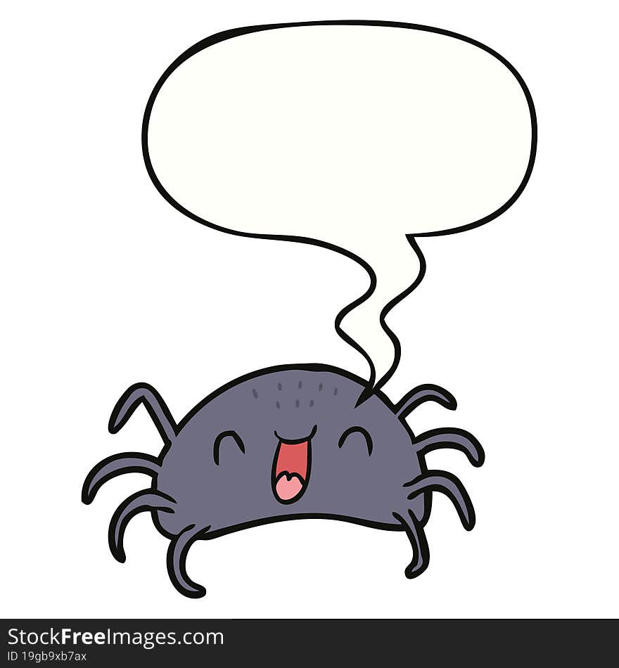 cartoon halloween spider and speech bubble