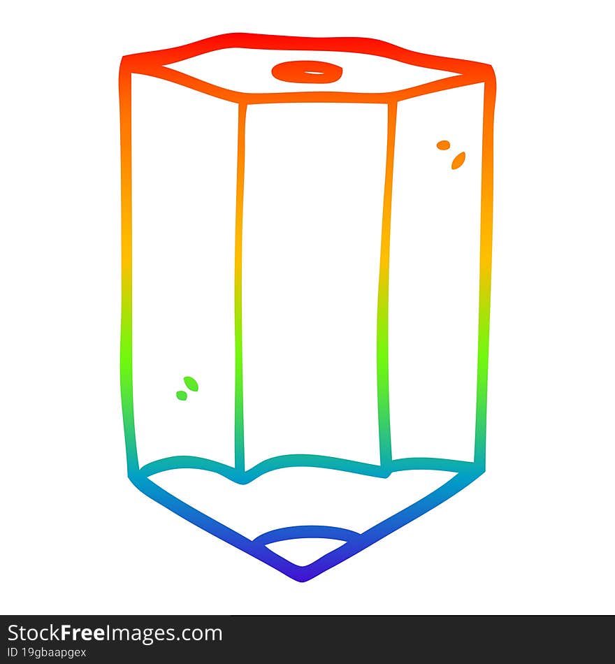 rainbow gradient line drawing of a cartoon colored pencil