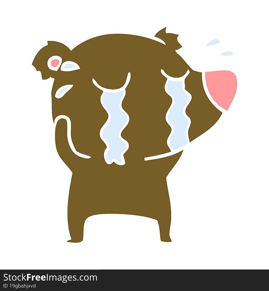 flat color style cartoon crying bear